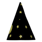 Elegantes Gold- und Schwarzes Sternmuster-Monogram Partyhütchen (Rechts)