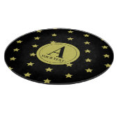 Elegantes Gold- und Schwarzes Sternmuster-Monogram Schneidebrett (Ecke)
