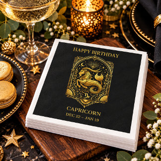 Elegantes Gold- und Schwarzes Sternzeichen Steinbo Serviette