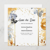 Elegantes Gold und Silber Hochzeit Speichern Sie d Save The Date (Vorne/Hinten)