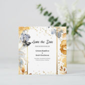 Elegantes Gold und Silber Hochzeit Speichern Sie d Save The Date (Stehend Vorderseite)