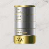 Elegantes Gold und Silber mit vertikaler Monogram Visitenkarte (Vorderseite)