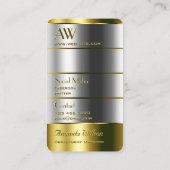 Elegantes Gold und Silber mit vertikaler Monogram Visitenkarte (Rückseite)