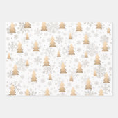 Elegantes Gold und Silber Weihnachtsbaum Snowflake Geschenkpapier Set (Vorderseite 3)
