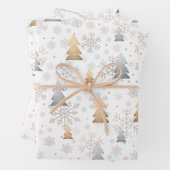 Elegantes Gold und Silber Weihnachtsbaum Snowflake Geschenkpapier Set (Beispiel)