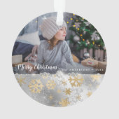 Elegantes Gold- und Silberschneeflocken nach Kunde Ornament (Rückseite)