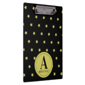 Elegantes Gold- und Sternmuster-Monogramm Klemmbrett (Rechts)