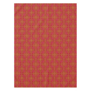 Elegantes Gold- und tiefrosa florales Damastmuster Tischdecke
