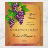 Elegantes Gold- und Traubenlabel Weinetikett (Einzelnes Label)