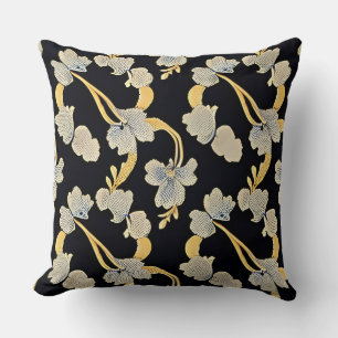 Elegantes Gold- und Weiß-Blumenmuster Kissen