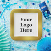 Elegantes Gold und Weiß Ihr Logo hier Vorlage Pappteller (Party)