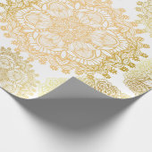 Elegantes Gold und Weiß Mandala Muster Geschenkpapier (Ecke)