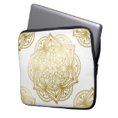 Elegantes Gold und Weiß Mandala Muster Laptopschutzhülle (Vorderseite Links)