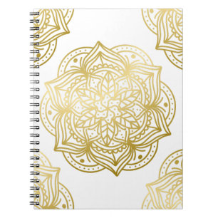 Elegantes Gold und Weiß Mandala Muster Notizblock