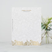 Elegantes Gold und Weiß Paisley Lace Briefkopf (Stehend Vorderseite)