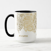 Elegantes Gold und Weiß Paisley Tasse (Links)