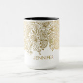 Elegantes Gold und Weiß Paisley Tasse (Zentrum)