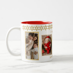 Elegantes Gold und weiße Fotocollage Weihnachten Zweifarbige Tasse