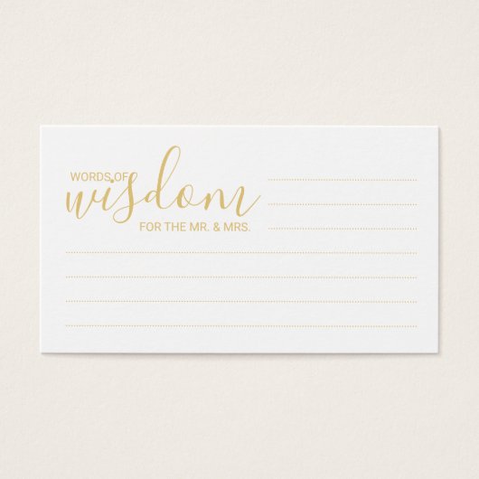 Elegantes Gold und weiße Hochzeiten Worte der Weis (Vorderseite)