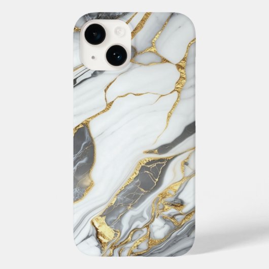 Elegantes Gold und weißer Marmor Case-Mate iPhone Hülle (Rückseite)