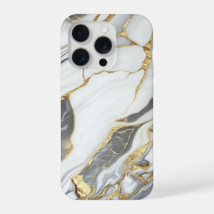 Elegantes Gold und weißer Marmor iPhone 15 Pro Hülle