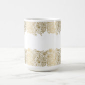 Elegantes Gold und weißes, blumengeschmücktes Pais Kaffeetasse (Mittel)