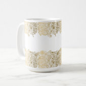 Elegantes Gold und weißes, blumengeschmücktes Pais Kaffeetasse (Vorderseite Links)