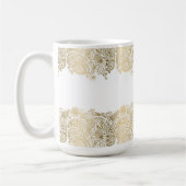 Elegantes Gold und weißes, blumengeschmücktes Pais Kaffeetasse (Links)