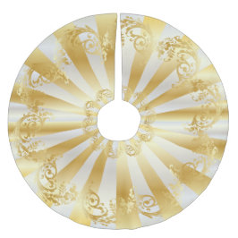 Elegantes Gold und weißes Fleck-Weihnachten Polyester Weihnachtsbaumdecke