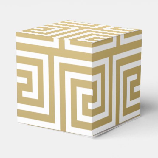 Elegantes Gold- und Weißgriechisches Schlüsselmust Geschenkschachtel (Rückseite)