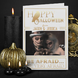 Elegantes Gold und White Chic Adult Happy Hallowee Karte