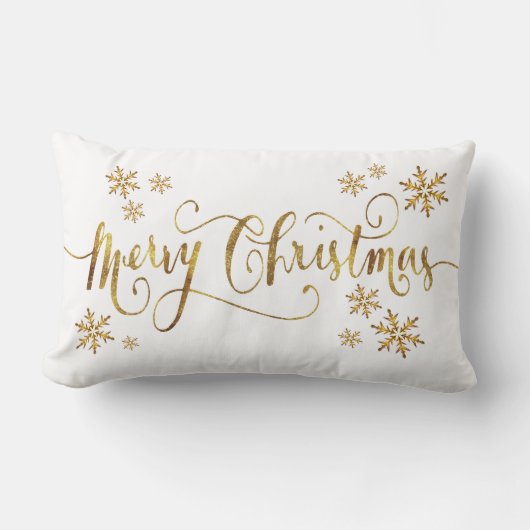 Elegantes Gold und White Frohe Weihnachten Lendenkissen (Vorderseite)