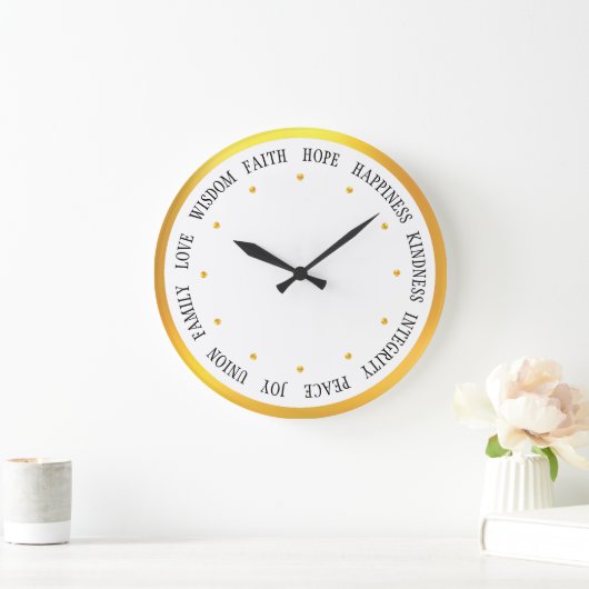 Elegantes Gold und White Good Vibes Große Wanduhr (Zuhause)