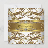 Elegantes Gold und White Quinceanera Einladungen (Vorderseite)