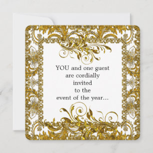 Elegantes Gold und White Round Edge Einladung