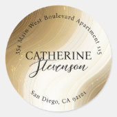 Elegantes Gold- und White Swirl-Rücksendesiegel Runder Aufkleber (Vorderseite)