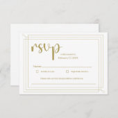 Elegantes Gold und White Wedding RSVP Begleitkarte (Vorne/Hinten)
