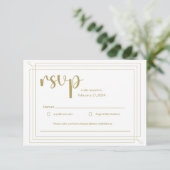 Elegantes Gold und White Wedding RSVP Begleitkarte (Stehend Vorderseite)