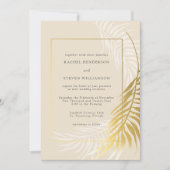 Elegantes Gold und White Wedding Tropical Einladung (Vorderseite)