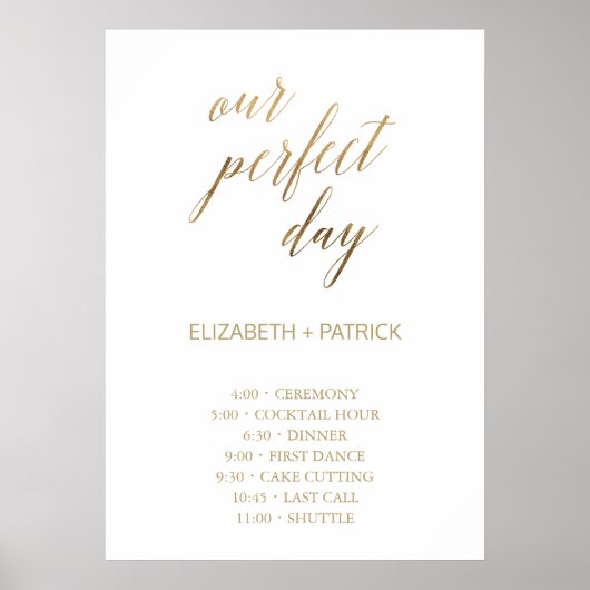 Elegantes Gold Unser perfekter Tag Poster (Vorne)
