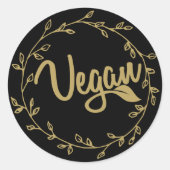 Elegantes Gold Vegan Leaf Runder Aufkleber (Vorderseite)