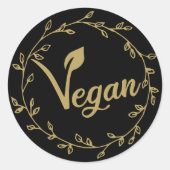 Elegantes Gold Vegan Leaf Runder Aufkleber (Vorderseite)