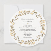 Elegantes Gold Verlass Wreath Moderne Hochzeit Ein Einladung (Vorderseite)