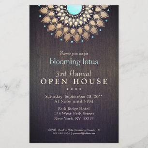 Elegantes Gold Verziert Lotus Mandala Wood Event Flyer