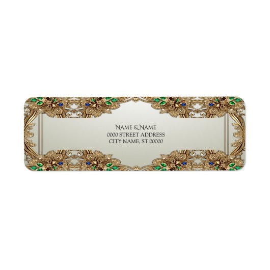 Elegantes Gold Verzierte Rücksendeadresse (Vorne)