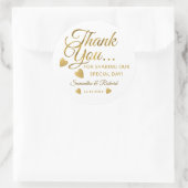 Elegantes Gold Vielen Dank Custom Wedding Gastgesc Runder Aufkleber (Tasche)