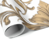 Elegantes Gold Vintag Damaskus Geschenkpapier (Rolleneckpunkt)