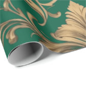 Elegantes Gold Vintag Damaskus Geschenkpapier (Rolleneckpunkt)