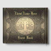 Elegantes Gold Vintag Look Gästebuch (Rückseite)