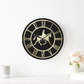 Elegantes Gold Vintag Reittier Große Wanduhr (Zuhause)
